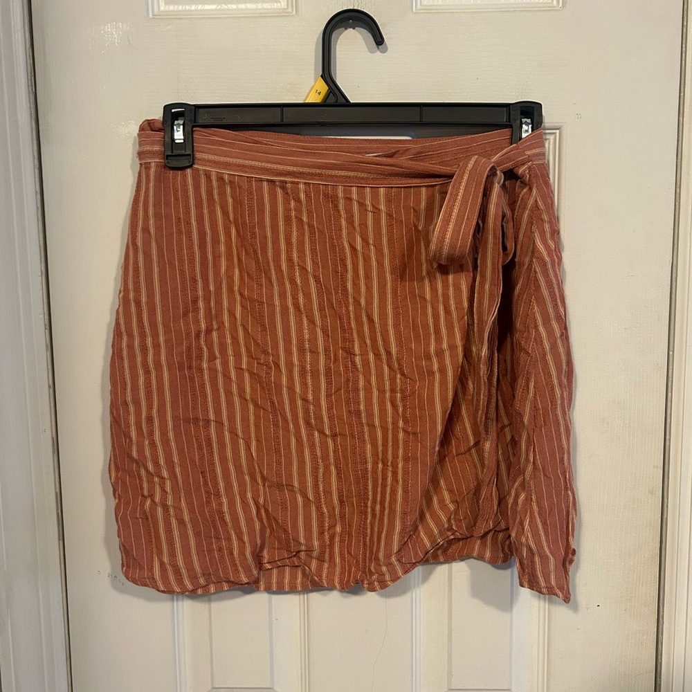 American Eagle Outfitters Rust Striped Wrap Mini Skirt
